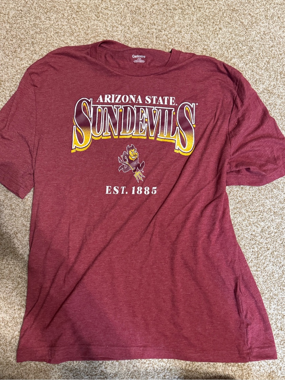 Brand New Arizona State Sun Devils Maroon Graphic Short Sleeve Tee